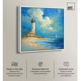 thumbnail image 2 of Lighthouse Sunrise Chic Coastal Canvas Wall Art by Art Remedy, White Floater Frame, 12"x12", 2 of 7