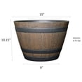 thumbnail image 5 of saney Whiskey Plastic Resin Flower Pot Barrel Planter, Walnut Brown, 15", 5 of 5