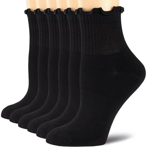 Jtbuh XLY Women's Ruffle Athletic Socks,Cotton Cushioned Ankle Socks,Cute Running Tennis Cycling Frilly Crew Sock for Girls