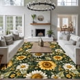 thumbnail image 3 of 6'x9' Area Rugs, Summer Sunflowers Indoor Outdoor Area Rug for Living Room Bedroom, Spring Floral Botanical Watercolor Washable Bathroom Rugs Kitchen Floor Carpet Mats Home Decor Aesthetic, 3 of 8