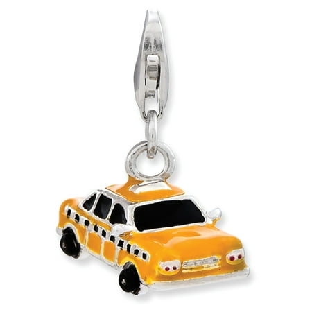 Sterling Silver Enameled Taxi Cab w/Lobster Clasp (Best Taxi Cab App)
