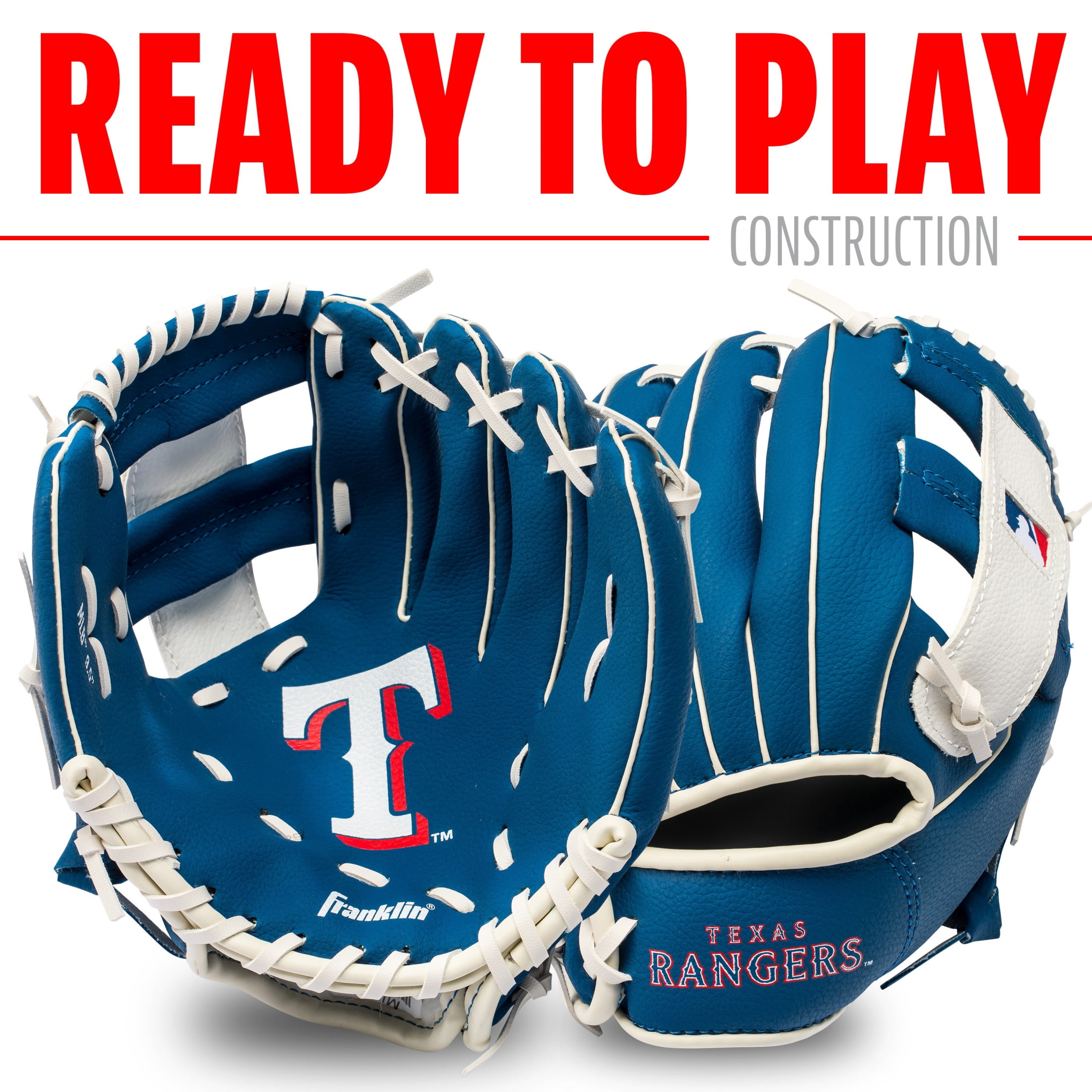 Franklin Sports MLB Texas Rangers Youth Teeball Glove + Ball Set, 9.5 in