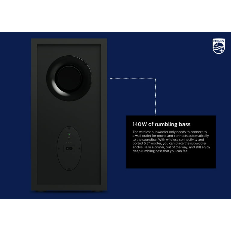 metan Afstå Udlevering Philips Dolby Atmos 3.1 Soundbar Speaker with Wireless Subwoofer (TAPB603)  - Walmart.com