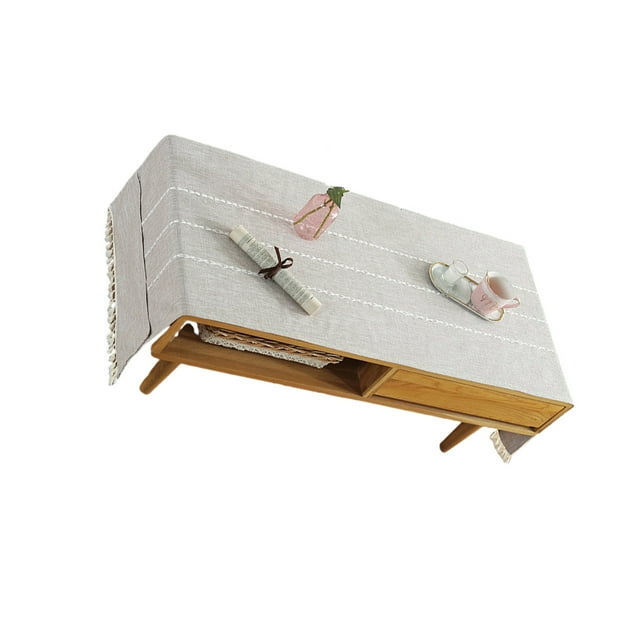 Shengyu 1/2/3/5 Cotton Linen Tablecloth Rectangular TV Cabinet Coffee Desktop Fringe Waterproof Table Cloth for Dining Hall Garden 70*180cm,Beige coffee 1 Pc