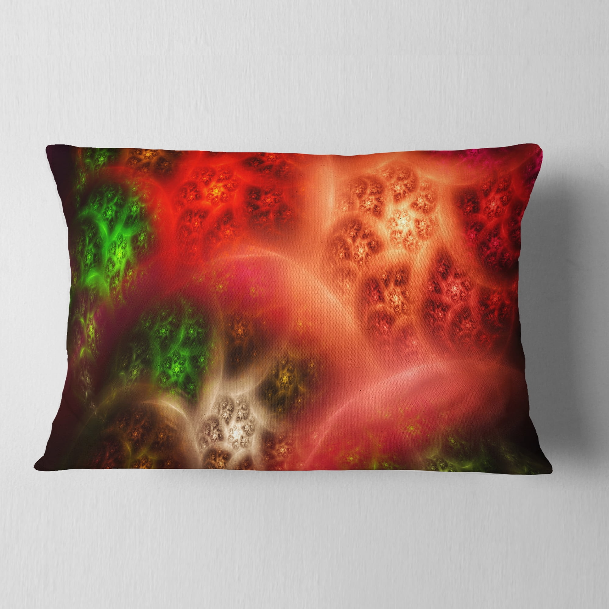 Designart Red Magic Stormy Sky - Abstract Throw Pillow - 12x20