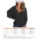 thumbnail image 4 of Suéter de punto de manga larga con cuello en V para mujer, suéter holgado informal a la moda para otoño e invierno con hombros descubiertos, suéter negro XL, 4 of 6