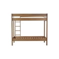 thumbnail image 6 of Twin Over Twin Bunk Bed - Natural Rubberwood Frame w/ Boucle Headboard, Ladder, Guardrails. Space-Saving Design, Perfect for Bedroom. 79"L x 44"W x 71"H, 6 of 24