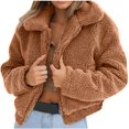 thumbnail image 2 of Dxzfnsa Winter Coats for Women Womens Ladies Warm Artificial Wool Coats Zipper Up Solid Color Jackets Long Sleeve Lapel Collar Fleece Sweatshirt Coats, 2 of 7