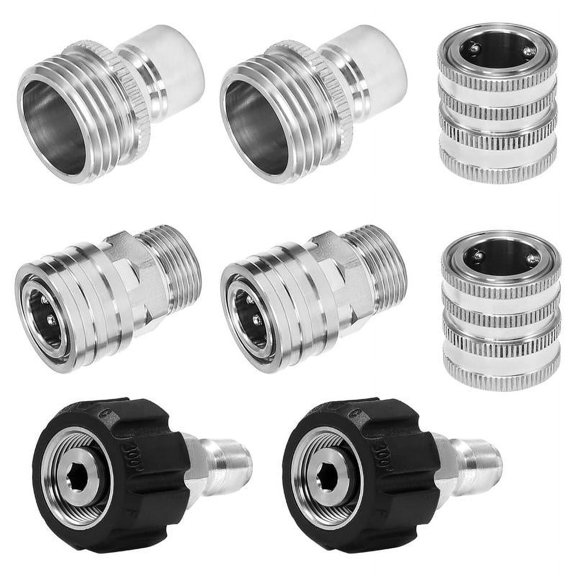 OWLCE Pressure Washer Adapter Set, Stainless Steel Quick Disconnect Kit, M22 Swivel to 3/8 Inch Quick Connect, 3/4 Inch to Quick Release, 8-Pack