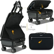 Verage Expandable Foldable Luggage Collapsible Rolling Travel Duffel Bag Lightweight Suitcase with Detachable Spinner Wheels(Black, 24 Inch Expands into 28 Inch)