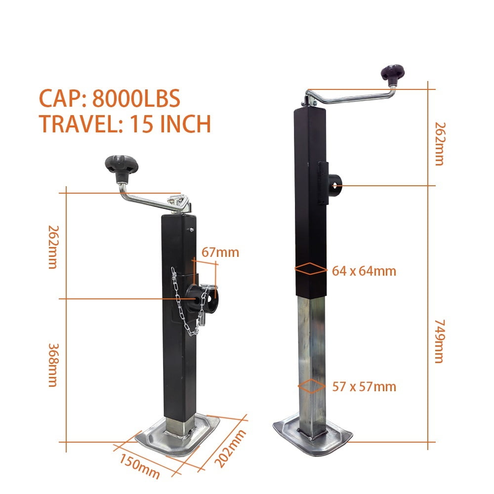 Top Swivel Weld-on Square Tube Trailer Jack Stands Support Legs Corner Steady CAP 5000LBS Camper RV Parts Caravan Accessories ,RV Universal Fit