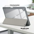 thumbnail image 4 of Clear Back Cover for Apple iPad 9th 8th 7th Generation, Trifold Multi Angle Viewing Stand Auto Sleep Wake Shockproof Build in Pencil Holder Full Protection Case for iPad 10.2" 2022/2021/2019,Grey, 4 of 11