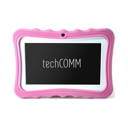 TechComm M4 7” 8GB Android 5.1 HD Touch Screen Brightly Colored Tablet for Children with a Protective Case / Tablet Stand, Dual Camera, WiFi and Bluetooth