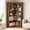 Brown Half Backplate, variant on 72.8” Tall Corner Bookshelf, 5 Tier Bookshelf and Bookcase with Open Storage, l Shaped Tall Bookcases Wooden Storage Shelves for Home Office, Thickened Boards