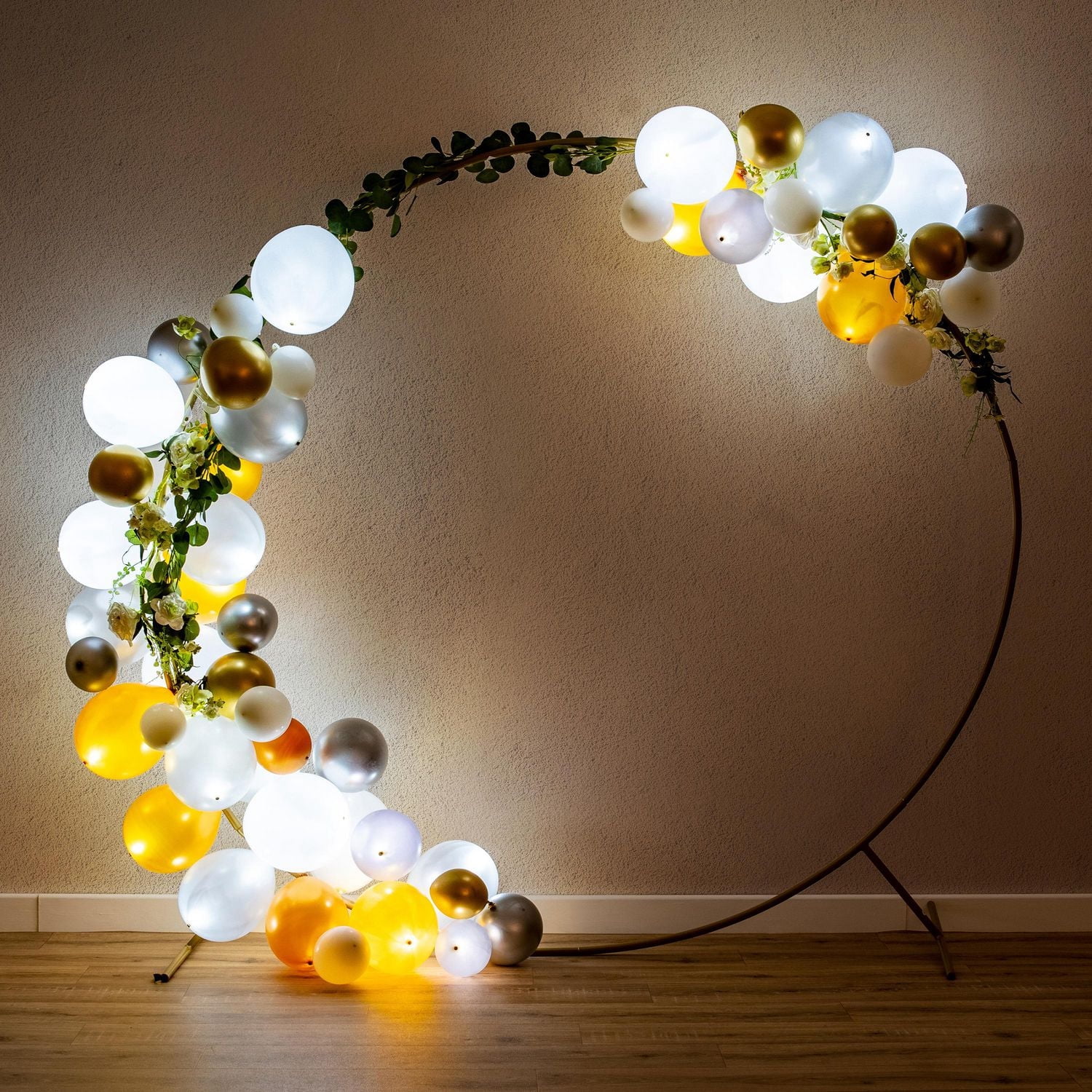 illooms Light Up LED Gold, Silver & White Balloons 50PK
