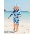 thumbnail image 4 of BemeyourBBs Toddlers Baby Boys Shark 3 Piece Swimsuit Infant Boy Bathing Suit Swim Shirt Trunk Shorts Set and Sun Hat Long Sleeve Swimwear Sunsuit UPF 50+ Rash Guard, 4 of 9