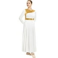 thumbnail image 2 of Women Praise Dance Dress Metallic Fit Full Length Liturgical Worship Costume Long Sleeve Dancewear, 2 of 5
