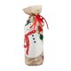 thumbnail image 1 of Set de funda para botellas de vino navideño bordadas en lino - Bolso reutilizable de vino tinto con diseño de copo de nieve y reno - 31x14cm, 1 of 2