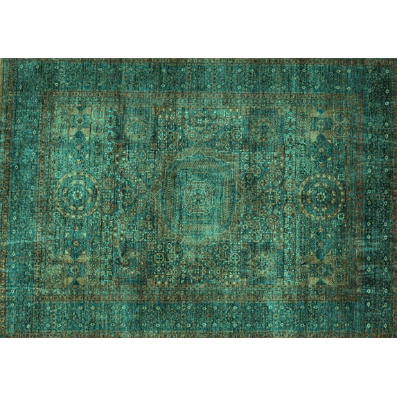 Ahgly Company Indoor Rectangle Abstract Turquoise Blue Modern Area Rugs, 3' x 5'