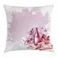 thumbnail image 1 of Wine Throw Pillow Cushion Cover, Grunge Abstract Frame Bunch of Grapes Leaves Country Drinks Food Picnic Concept, Decorative Square Accent Pillow Case, 16 X 16 Inches, Lilac and White, by Ambesonne, 1 of 2