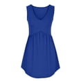thumbnail image 7 of Dresses for Women V Neck Sleeveless Mini Dresses Fashion Soild Color Loose Pleated Tank Nightgown with Pocket, 7 of 7
