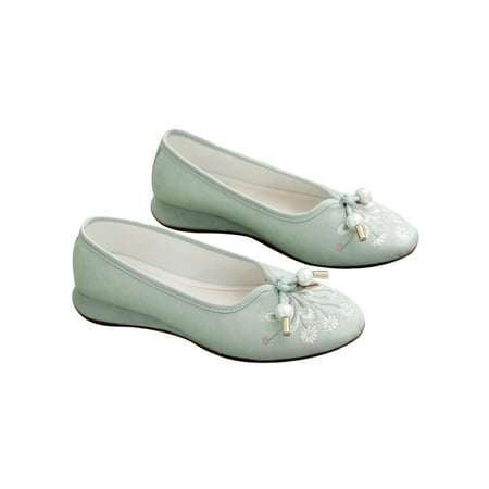 

Kesitin Women Comfort Slip On Embroidery Shoes Work Non-Slip Pumps Traditional Embroidered Floral Dance Shoe Green 7.5