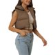 thumbnail image 4 of Chaleco acolchado ligero de mujer INSPIRE CHIC con cuello alto y cremallera, chaleco corto, color marrón, 4 of 6