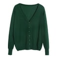 thumbnail image 2 of Baqcunre Sweaters For Women Ladies' Solid Tone Buttoned Mercerized Cotton Loose Sweater With Cardigan Jacket Hoodies For Women Womens Fall Fashion 2023 Green XL, 2 of 6
