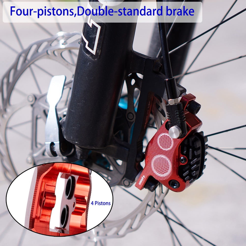 MTB Hydraulic Brakes Set Bicycle Oil Pressure 4 Piston Driving Brake Caliper Walmart