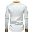 thumbnail image 5 of Mens Satin Silk Shirts Button Down Color Block Long Sleeve Turndown Collar Blouse for Party Disco, 5 of 5