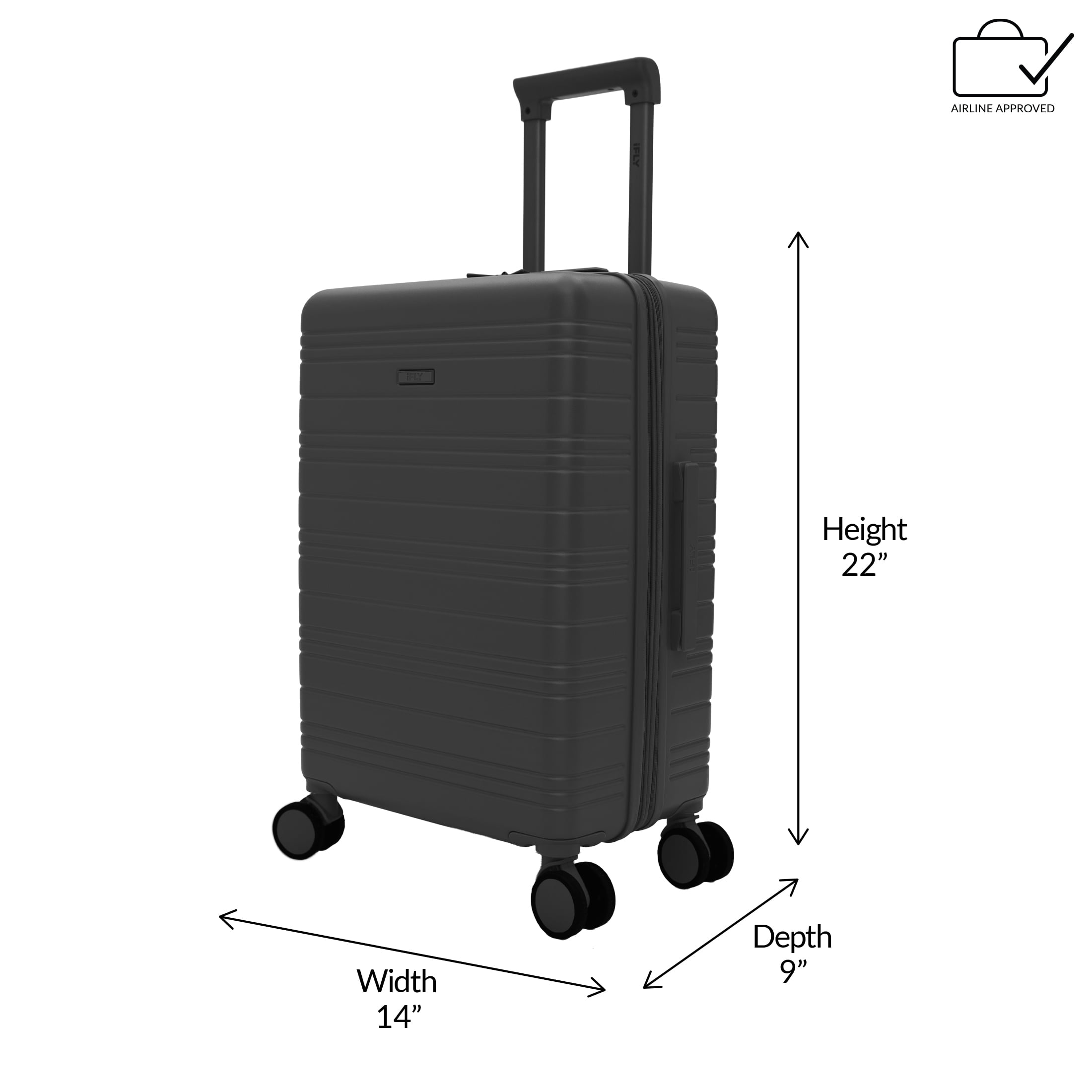 iFLY Take Off 20" Expandable Hardside Spinner Carry-on Luggage, Black