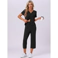 thumbnail image 2 of DARING DIVA Capri Pajamas Set Button Up Sleepwear V Neck 2 Piece Pjs XS Black, 2 of 7