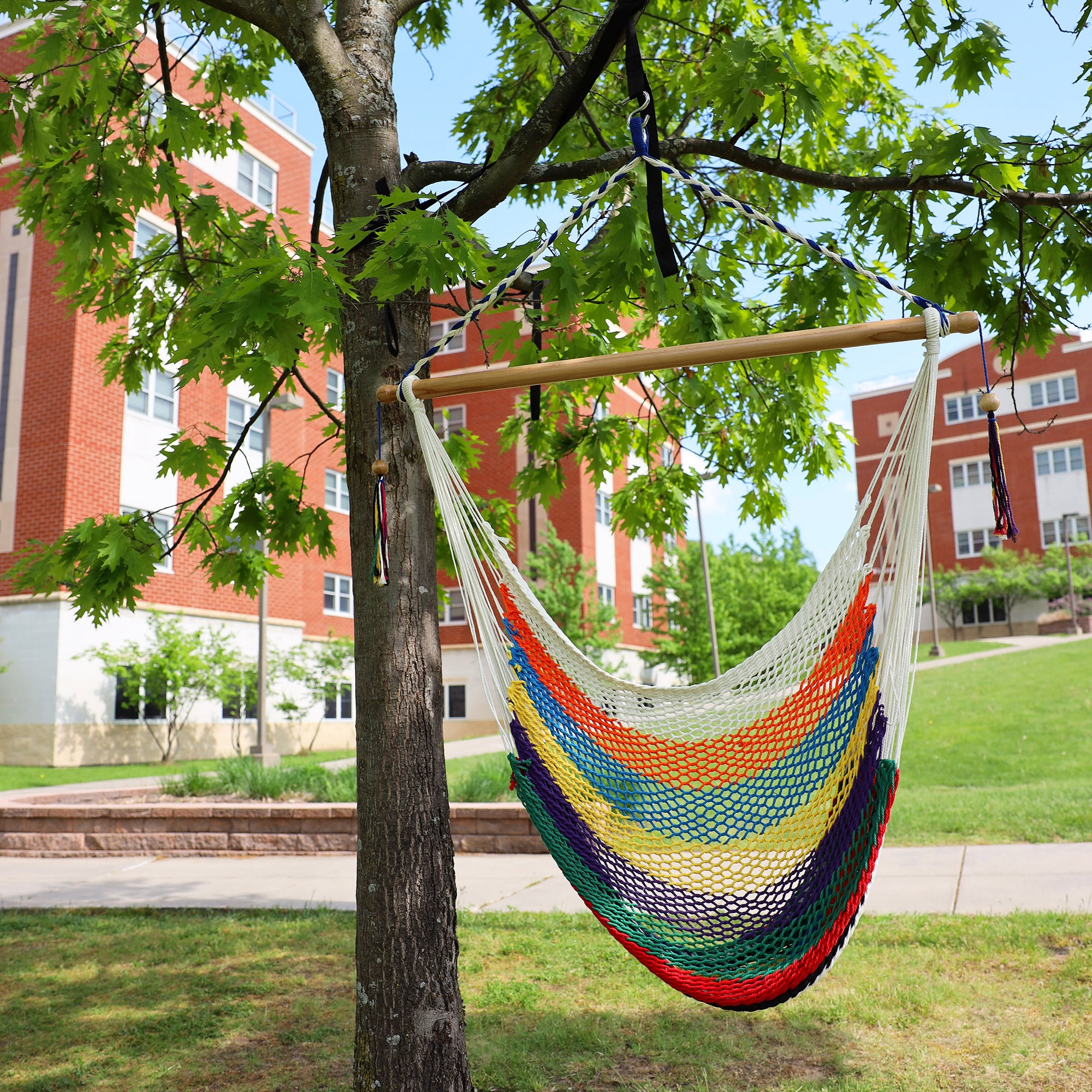 Bliss Hammocks Island Rope Hammock Chair W/ Spreader Bar - Multi-Color, 60" L x 40" W