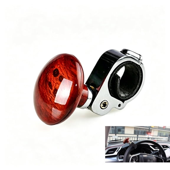 Zayman Universal Adjustable Steering Wheel Spinner Knob, Classic Wood Grain Power Turning Helper Handle for Car Truck SUV Van