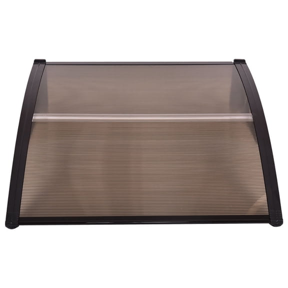 Spaco 40 x 40 Inch Outdoor Polycarbonate Front Door Window Awning Canopy-Brown, Entry Door Outdoor Window Awning Exterior, Front Door Overhang Awning for Sun Shutter, UV, Rain