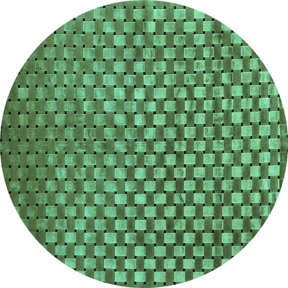 Ahgly Company Indoor Round Abstract Turquoise Blue Contemporary Area Rugs, 8' Round