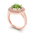 thumbnail image 2 of 2.6 ctw with Simulated Diamond Halo Accents Anniversary Ring for Women | Round Cut Natural Peridot | Hyperallergenic Solid 18K Rose Gold, 2 of 5