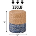 thumbnail image 2 of IVV 14in Round Pouf, Contemporary Upholstered Footstool in Natural and Blue, Boho Style Water Hyacinth Hand Weaving Pouffe Sitting Stool, for the Living Room, Bedroom and Kids Room, 2 of 6