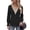 Black, variant on Women's V Neck Top Long Sleeve Smocked Cuff Blouse Eyelet Lace Trim for Casual Work Outings Relaxed Fit Shirt
