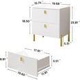 thumbnail image 3 of DIYART Luxury Fluted Night Stand, Nightstand with 2 Drawers, Modern Bedside Table with Golden legs and handles, End tables for Living Room Bedroom, White, 3 of 7