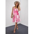 thumbnail image 3 of ABPHQTO Vestido lencero fluido con volantes en capas y efecto teñido anudado rojo para mujer, 3 of 5