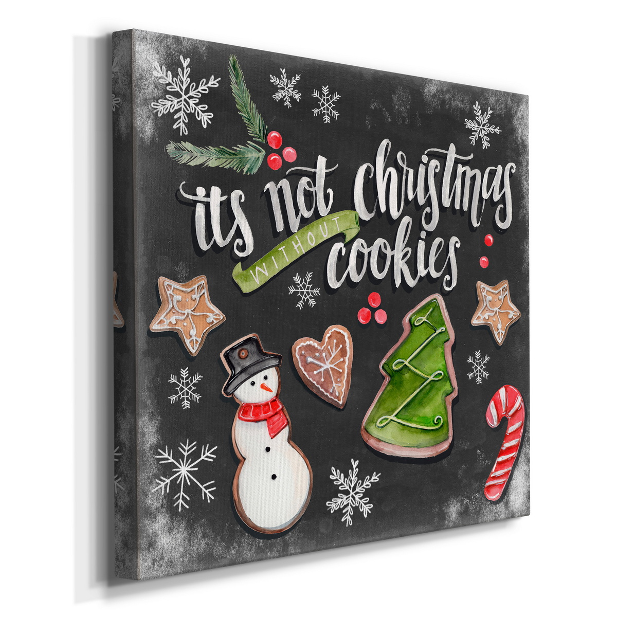 Merry Christmas Pine Wreath - Premium Gallery Wrapped Canvas - Ready to Hang