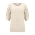 thumbnail image 4 of ManxiVoo Women's Off Shoulder Sweater Top Long Sleeve Pullover for Fall and Summer Layering with Three Quarter Sleeve Holiday Style L Size Beige, 4 of 4