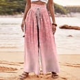 thumbnail image 1 of Lolmot Pants for Women, Womens Fashionable Striped Printed Drawstring Wide Leg Pants, 1 of 5