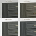 thumbnail image 7 of SICOTAS 31.3" W 3-Drawer Nightstand Set of 3 with Oversized Large Storage , Modern Night Stands Bedside Table with Adjustable Feet & Gold Handles for Bedroom Living Room Entryway, Dark Grey Oak, 7 of 7