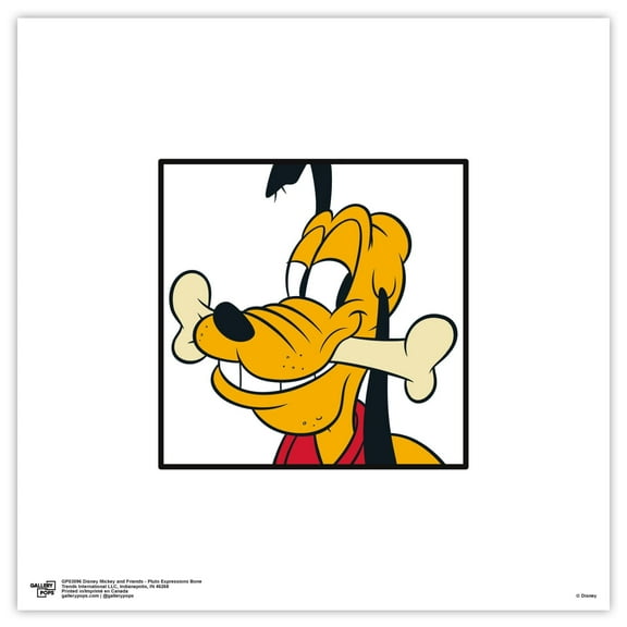 Gallery Pops Disney Mickey and Friends - Pluto Expressions Bone Wall Art, Unframed Version, 12" x 12"
