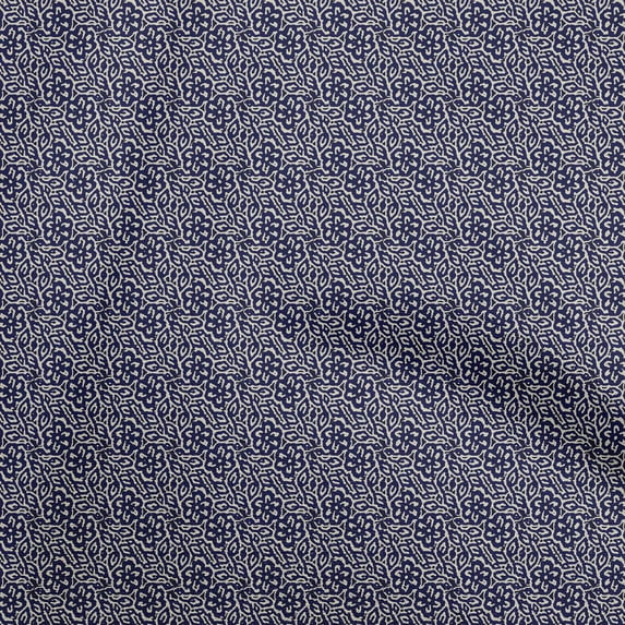 oneOone Cotton Cambric Dark Blue Fabric Block Craft Projects Decor Fabric Printed By The Yard 42 Inch Wide
