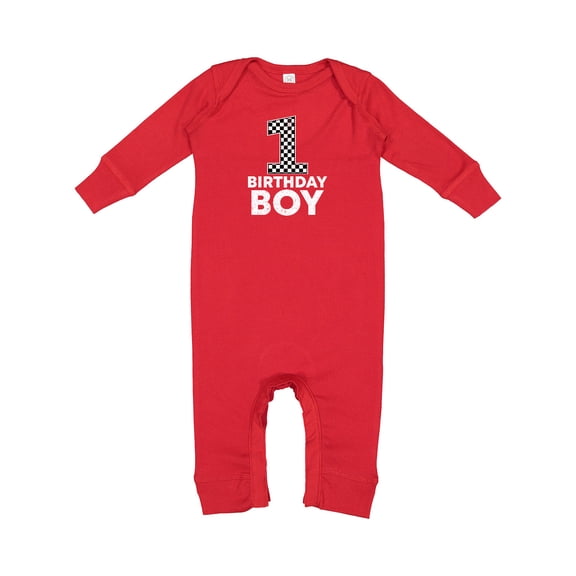 Inktastic 1st Birthday Boy Checkered Number Baby Romper Coveralls