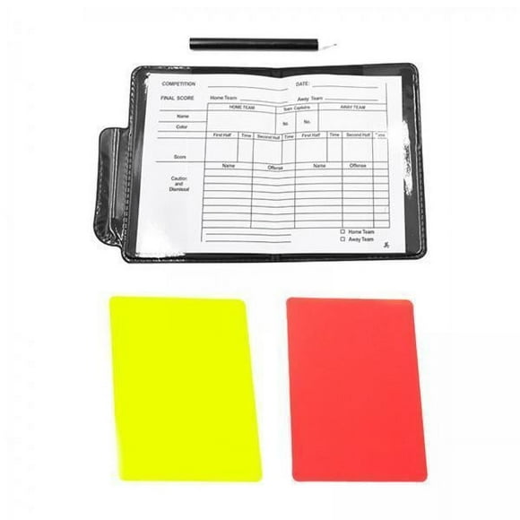 Juego de 4 tarjetas de árbitro de fútbol, tarjetas de juez, tarjetas rojas y amarillas, tarjetas de árbitro para 2 piezas