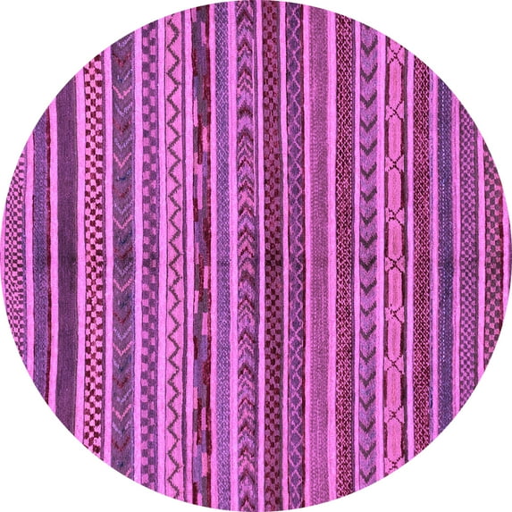 Ahgly Company Indoor Round Abstract Purple Modern Area Rugs, 8' Round